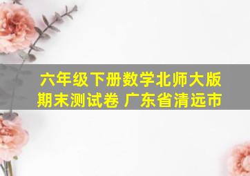 六年级下册数学北师大版期末测试卷 广东省清远市